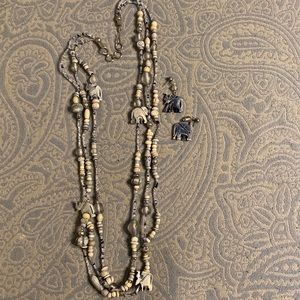 Vintage beaded elephant necklace with matching elephant earrings